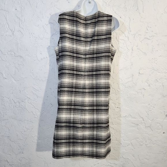 5x$25 Michael Kors  sleeveless mini black white / cream plaid dress size 10 - Picture 8 of 16